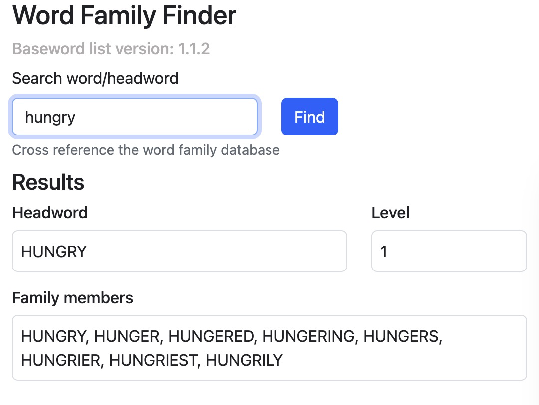 Word Family Finder