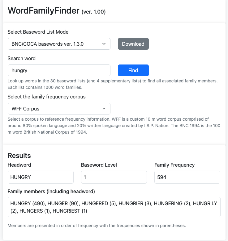 Word Family Finder